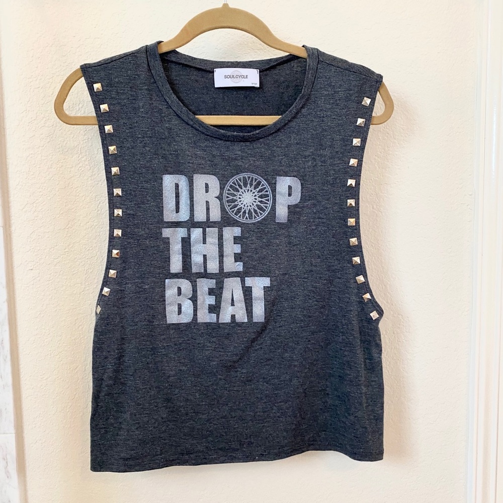 Soul Cycle Grey with Silver Hardware Muscle Tank, Size Large